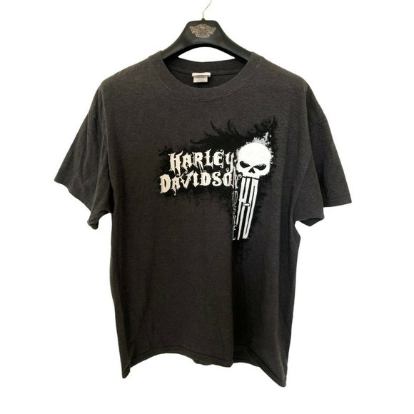 Harley Davidson Gray Short Sleeve T Shirt Skull Head Design Men's XL Tee Shirt - Picture 1 of 5